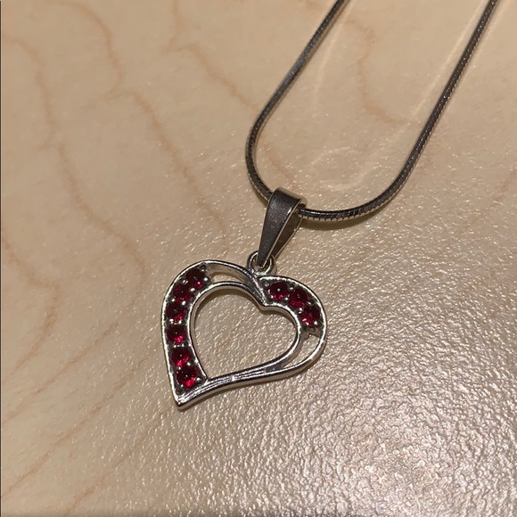 Sterling silver heart necklace with granite stones - Picture 2 of 9